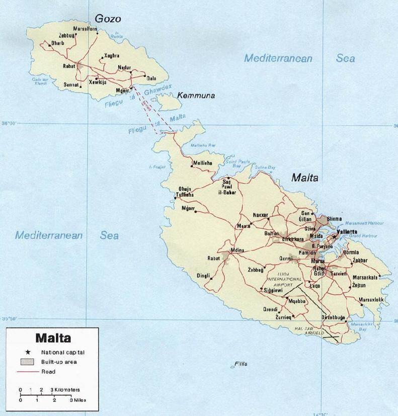 Mapa Malta Map of Malta