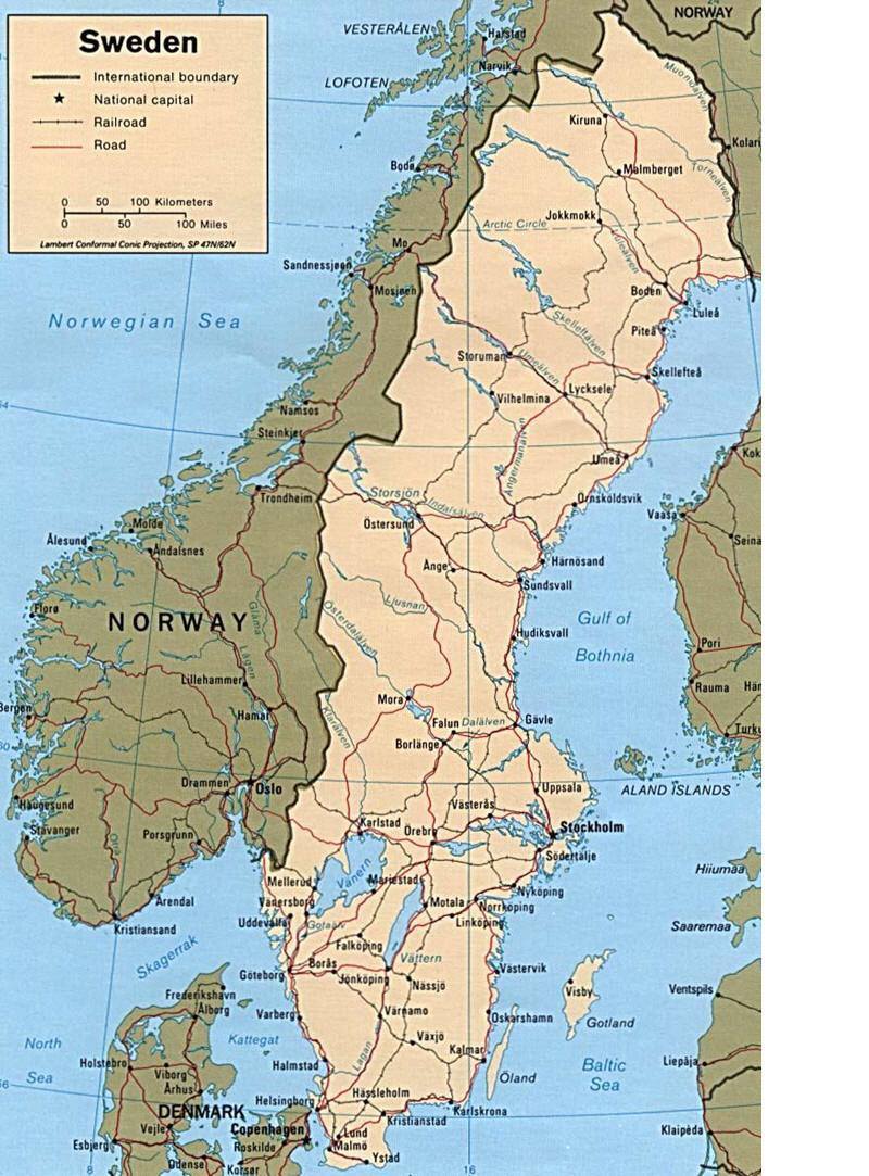 Mappa Della Svezia Cartina Della Svezia